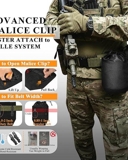 Dump Pouch,Rigid Mag Dump Pouches,Versatile Nylon Molle Pouches with 4PCS Malice Clips, Use for Magazine/Ammo Storage,Hunting, Hiking