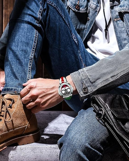 NIBOSI Watches for Men Analog Quartz Clown Dial Wrist Watches Unique Weird Fashion Cool Watch Waterproof Leather Strap Men's Watches