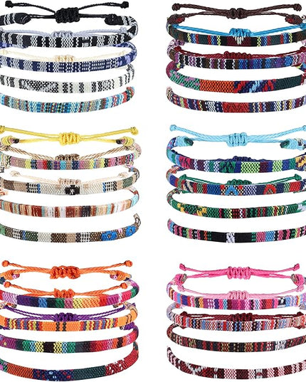 Florideco 24 Pcs Boho Surfer Bracelet Anklet Adjustable Beaded Anklets Handmade Braided Bracelet Colorful Anklet Summer String Rope Ankle Bracelets Waterproof Surfer Beach Bracelet Boho Jewelry for Women Men