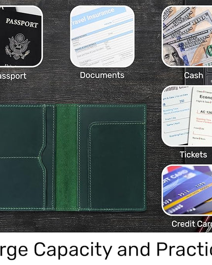 HIFA Leather Passport Holder, Handmade Passport Cover with Card and Ticket Slot - Genuine Leather, Elegant Design, Easy Access - Passport Case, Passport Wallet, Passport Holder