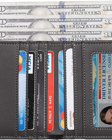 Toughergun Women’s Small Slim Leather Wallet with RFID Protection, Compact Bifold Mini Purse with Clear ID Window