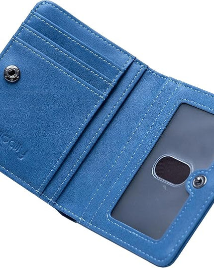 Alldaily Small RFID Wallet for Women Slim Compact Bifold Pocket Ladies Travel Mini Purse (Blue)