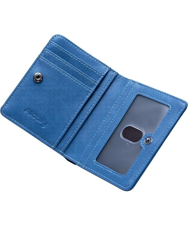 Alldaily Small RFID Wallet for Women Slim Compact Bifold Pocket Ladies Travel Mini Purse (Blue)