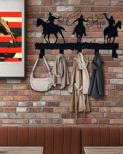 ZORISE Western Cowboy Coat Hooks - Wall Art Decor and Key Holder, Clothes, Hat, and Backpack Hanger, Sweet Home Storage Decor for Entryway, Hallway, Office, Kitchen, and Living Room