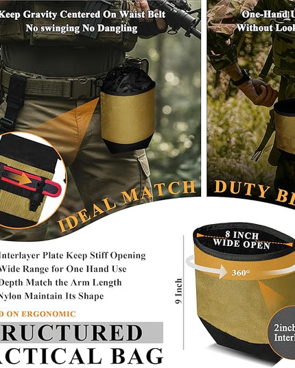 Dump Pouch,Rigid Mag Dump Pouches,Versatile Nylon Molle Pouches with 4PCS Malice Clips, Use for Magazine/Ammo Storage,Hunting, Hiking