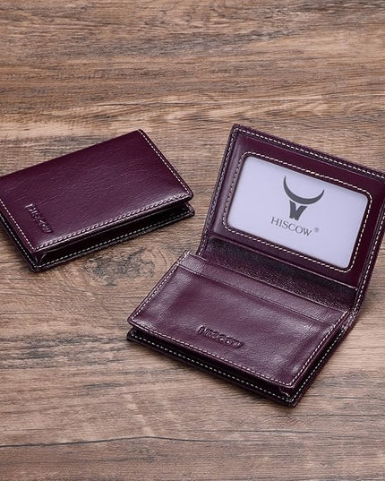 Leather Business Card Case Holder for Men & Women, Italian Calfskin