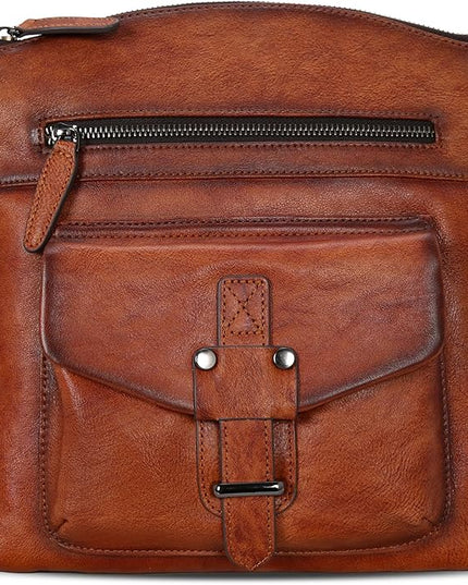 HESHE Leather Crossbody Bags for Women Satchel Purses Shoulder Purses and Handbags Cross Body Bag with Multi Pockets