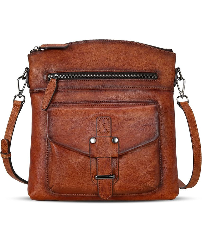 HESHE Leather Crossbody Bags for Women Satchel Purses Shoulder Purses and Handbags Cross Body Bag with Multi Pockets