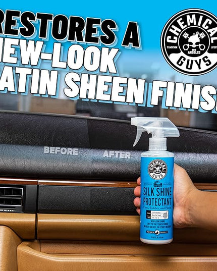 Chemical Guys Silk Shine Tire and Trim Dressing and Protectant – Non-Greasy Vinyl, Plastic & Rubber Spray, Plastic Restorer for Cars – Restores Shine for Cars, Trucks, Motorcycles, RVs, 128 oz