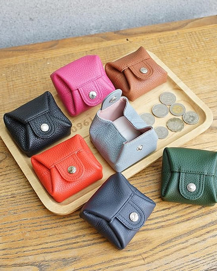 Cockatoo Genuine Leather Coin Pouch Change Holder, Mini Snap Pocket Wallet for Men Women (Navy Blue, Large)