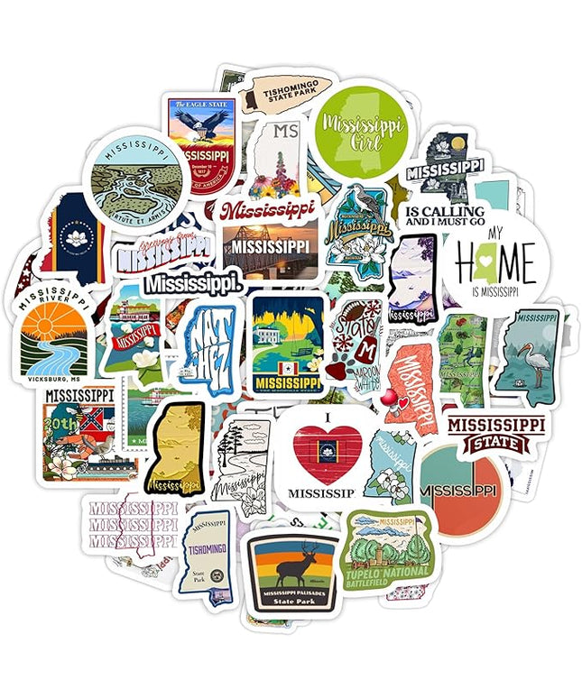 BulbaCraft Mississippi State Stickers for Water Bottle and Laptop - State Souvenirs, Decorations & Gifts, Waterproof Vinyl Decals, Gifts for Women & Men