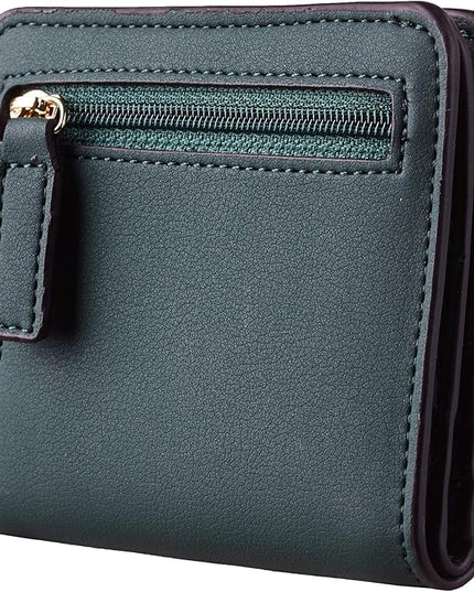 Toughergun Women’s Small Slim Leather Wallet with RFID Protection, Compact Bifold Mini Purse with Clear ID Window
