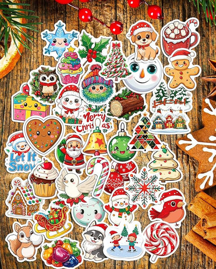 100PCS Christmas Stickers, Non-Repeating Vinyl Waterproof Holiday Stickers, Christmas Party Favors, Stocking Stuffers for Kids Toddlers Teens Boys Girls, Activities, Gifts, Toys, Goodie Bag Stuffers