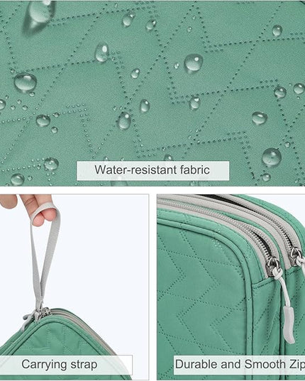 FYY Electronic Organizer, Large Travel Cable Organizer Bag Pouch Electronic Accessories Carry Case Portable Waterproof Double Layers All-in-One Storage Bag for Cable, Cord, Charger, Pattern Green