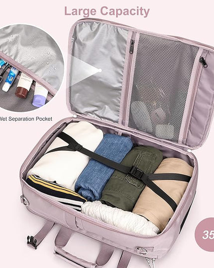 PIJUSHI Travel Backpack for Women Carry on Luggage Backpack Convertible Large Laptop Duffel Bag for Airplanes(PE049 Ashen Purple)