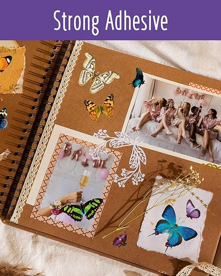400+ PCS Delicate Butterfly Stickers, Self-Adhesive PVC Vintage Butterfly Stickers for Scrapbook, Journal, Laptop, Envelope, DIY Project, Window, Spring Themed Party Decors
