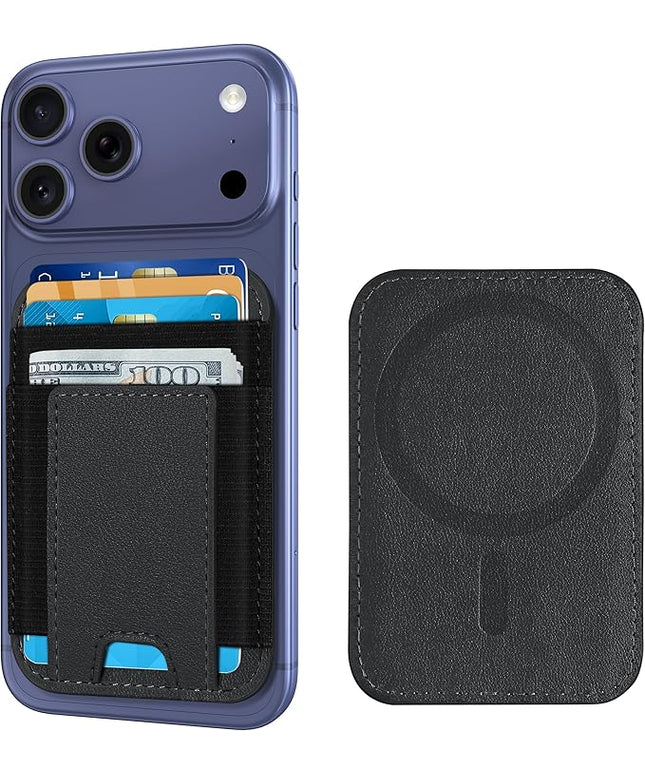 ExtreLife Upgraded for Magsafe Wallet, Strongest Magnetic Wallet for iPhone 17/16/15/14/13/12 Series, 7 Cards Holder, Magnetic Phone Wallets, Slim, 2 Card Slots, RFID Blocking, Vegan Leather, Black