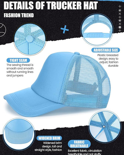 10 Pcs Sublimation Blank Trucker Hats Bulk Mesh Baseball Cap Polyester Mesh Trucker Hat for Men and Women