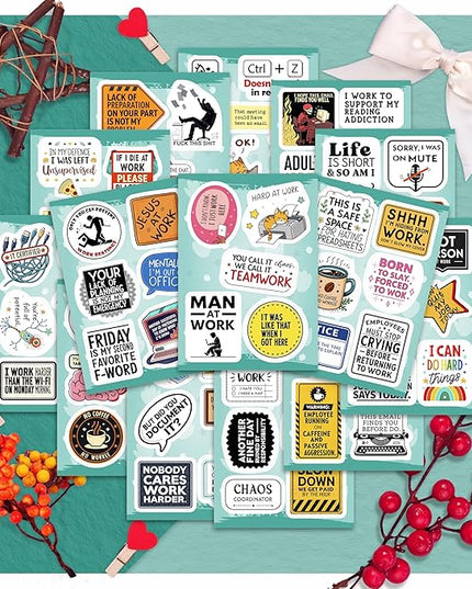 100Pcs Funny Work Stickers for Adults, for Water Bottle - Funny Coworker Gifts, Work Gifts - Coworker Stickers Bulk