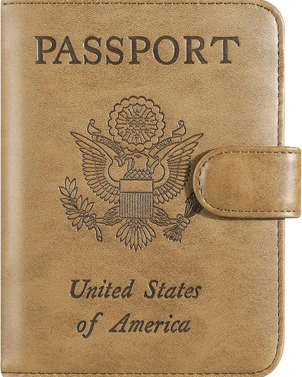 Passport Holder Cover Wallet RFID Blocking Leather Card Case Travel Accessories for Women Men (Brown)
