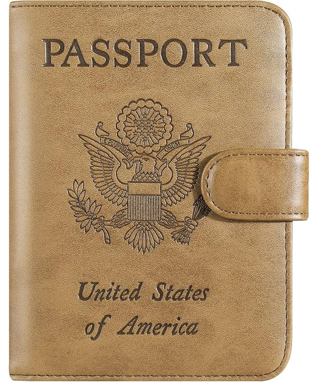 Passport Holder Cover Wallet RFID Blocking Leather Card Case Travel Accessories for Women Men (Brown)