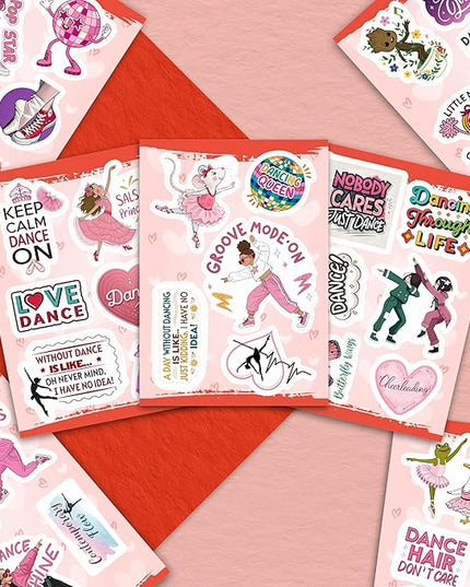 100Pcs Dance Stickers for Water Botlle, for Scrapbooking - Dancer Stickers - Gifts for Dancer - Dance Party Supplies - Gift for Women & Men