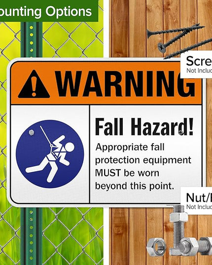 Warning Fall Hazard Appropriate Fall Protection Equipment Sign, 18x24 Inches, 3M EGP Reflective .080 Aluminum, Fade Resistant, Made in USA by My Sign Center