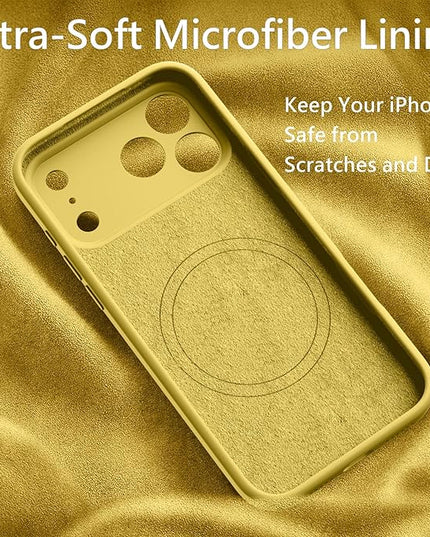 FireNova Magnetic for iPhone 17 Pro Max Case, Compatible with MagSafe, [Integrated Silicone Camera Control Button] [Camera Protection] Anti-Scratch Microfiber Lining Phone Case, 6.9", Yellow