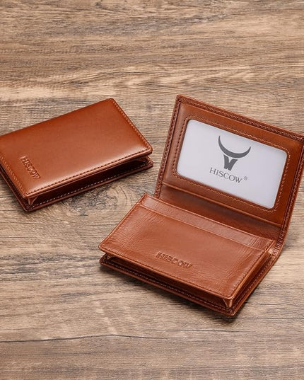 Leather Business Card Case Holder for Men & Women, Italian Calfskin