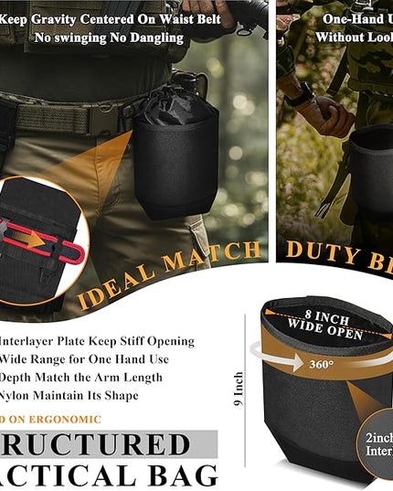 Dump Pouch,Rigid Mag Dump Pouches,Versatile Nylon Molle Pouches with 4PCS Malice Clips, Use for Magazine/Ammo Storage,Hunting, Hiking