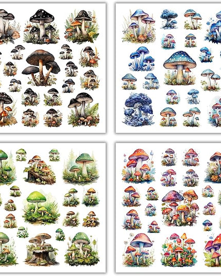 XERE 400 Pcs Mushrooms Flora and Fauna Scrapbook Stickers Set for Scrapbooking and Journaling Notebooks, Junk Journal Supplies, Sketchbook, Bookmark Making, Planner Sticker