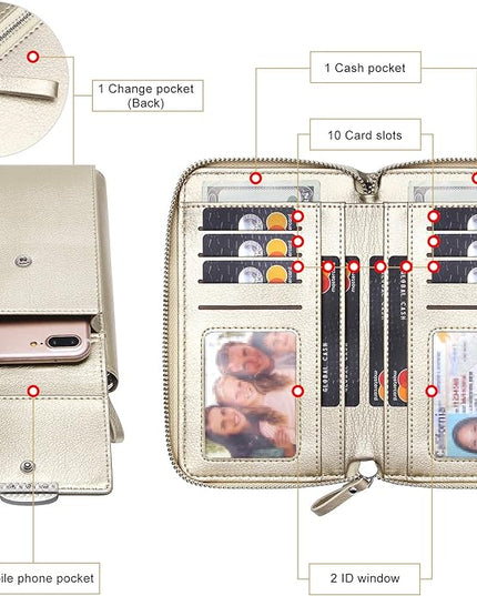 KUKOO Small Crossbody Bag Cell Phone Purse Wallet with Credit Card Slots for Women