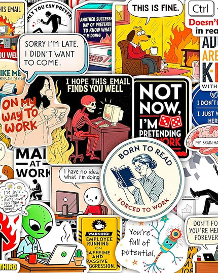 100Pcs Funny Work Stickers for Adults, for Water Bottle - Funny Coworker Gifts, Work Gifts - Coworker Stickers Bulk