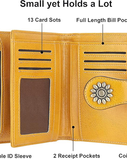 Lavemi Womens Leather Wallet Small Compact RFID Blocking Credit Card Case Purse with Zipper Pocket | Small, Compact, RFID Blocking, Zipper Pocket, Small, Compact