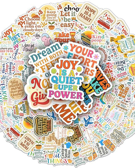 200 PCS Inspirational Stickers for Teachers and Students, Motivational Vinyl Waterproof Sticker Pack, Decals Positive Quotes for Laptop Water Bottle Scrapbook Birthday Gift