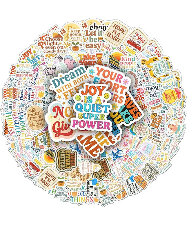 200 PCS Inspirational Stickers for Teachers and Students, Motivational Vinyl Waterproof Sticker Pack, Decals Positive Quotes for Laptop Water Bottle Scrapbook Birthday Gift