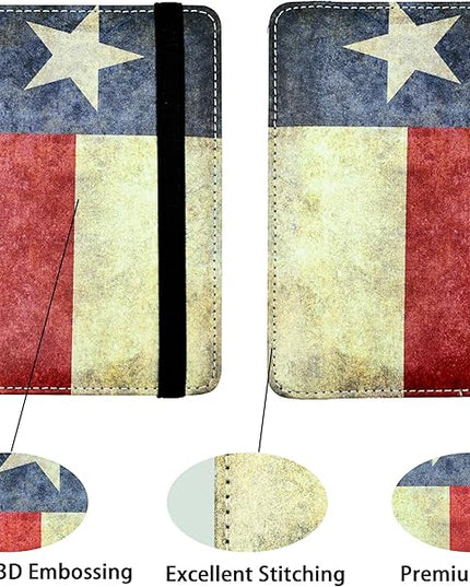 Texas Vintage Flag Passport Holder for Women and Men PU Leather Passport Cover for Travel