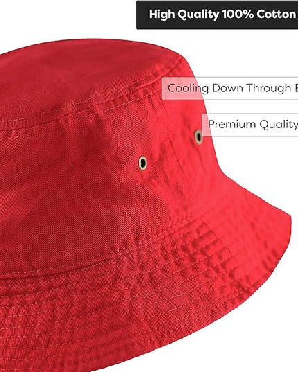 The Hat Depot Bucket Hat - Unisex 100% Cotton & Denim UPF 50 Packable Summer Travel Beach Sun Hat