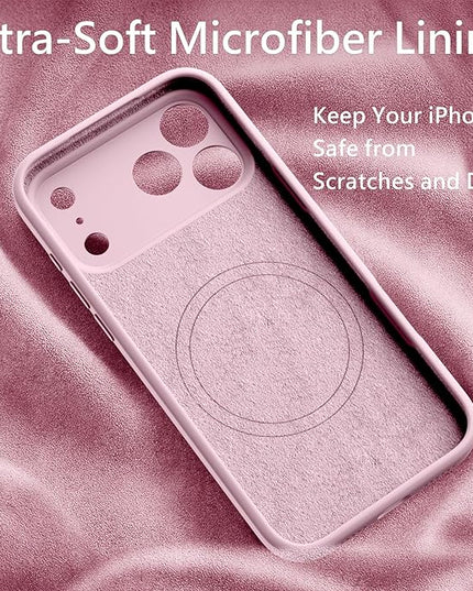 FireNova Magnetic for iPhone 17 Pro Case, Compatible with MagSafe, [Integrated Silicone Camera Control Button] [Camera Protection] Anti-Scratch Microfiber Lining Phone Case, 6.3", Chalk Pink