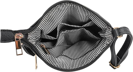 DELUXITY Crossbody Purse Bag Shoulder Bag Multi Pocket Zipper Purse | Black