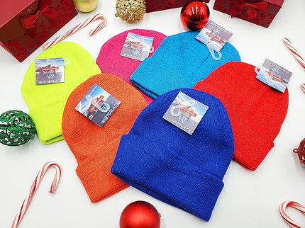 48 Pack Kids Winter Beanies, Warm Cold Weather Hats for Boys Girls Children, School Outdoors, Bulk