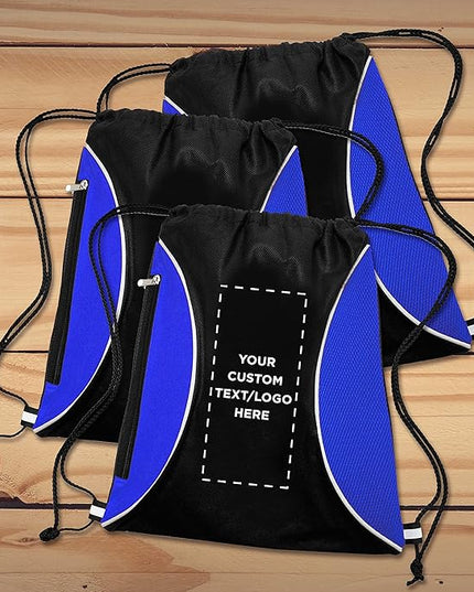 DISCOUNT PROMOS Custom Non-Woven Drawstring Backpacks Set of 10/50/100, Personalized Bulk Pack