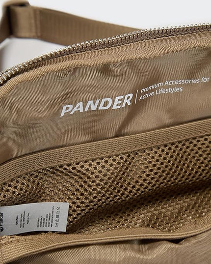 Pander Everywhere Belt Bag for Women, 5 Zipper Pockets Nylon Crossbody Fanny Pack Purse (Gray Brown)