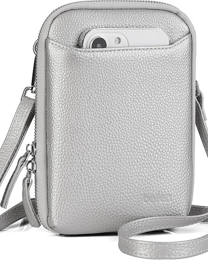 befen Genuine Leather Crossbody Cell Phone Purse for Women, Small Zip Around RFID Blocking Crossbody Wallet Bags