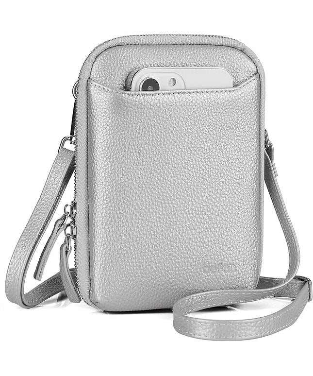 befen Genuine Leather Crossbody Cell Phone Purse for Women, Small Zip Around RFID Blocking Crossbody Wallet Bags