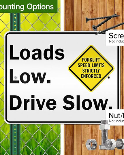 Loads Low Drive Slow Sign, 24x30 Inches, 3M EGP Reflective .080 Aluminum, Fade Resistant, Made in USA by My Sign Center