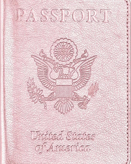Passport and Vaccine Card Holder Combo, Passport Cover with Vaccine Card Slot, Wallet, Passport Case Holder for Women and Men（AE-Rose gold