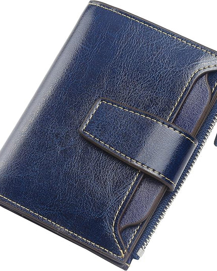 Lavemi Small Compact Women Wallet RFID Blocking Genuine Leather Bifold Purse with ID Windows