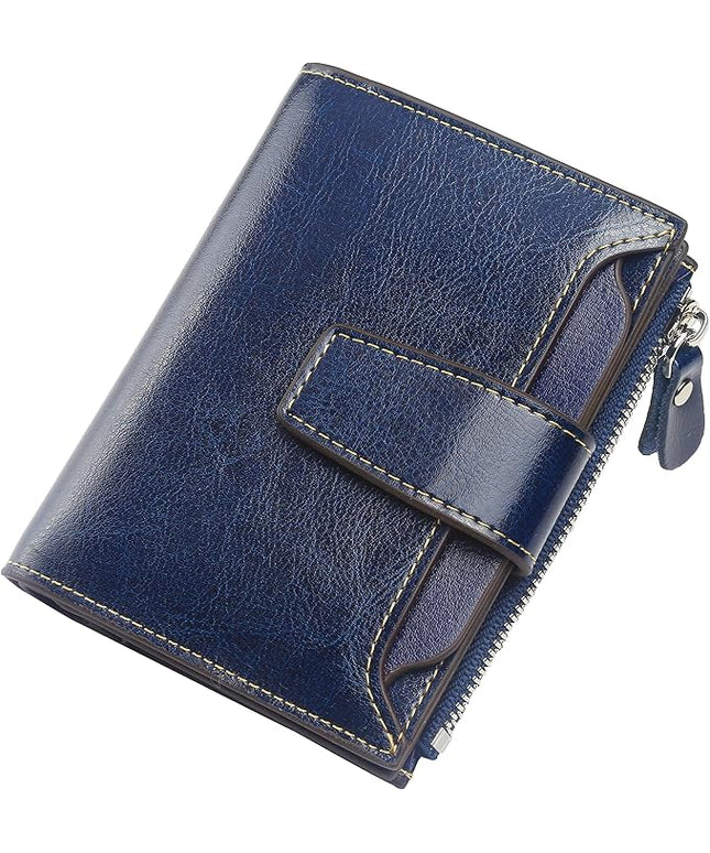 Lavemi Small Compact Women Wallet RFID Blocking Genuine Leather Bifold Purse with ID Windows