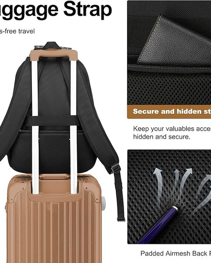 Boavan Laptop Backpack for men, 17.3 inch Laptop Bag with USB Port, Waterproof Travel Work Backpack Purse, Anti-Theft Teacher Nurse Doctor Casual Bookbags Office Business backpack ，Black